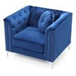 Home Square 2-Piece Set with Velvet Sofa and Chair in Navy Blue