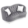 Home Square 2-Piece Set with Velvet Loveseat and Sofa in Gray
