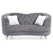 Home Square 3-Piece Set with Velvet Chair Loveseat and Sofa in Gray