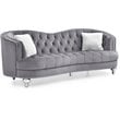 Home Square 3-Piece Set with Velvet Chair Loveseat and Sofa in Gray