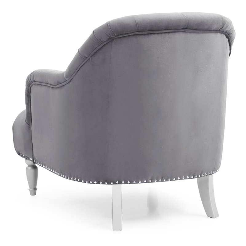 Home Square 3-Piece Set with Velvet Chair Loveseat and Sofa in Gray