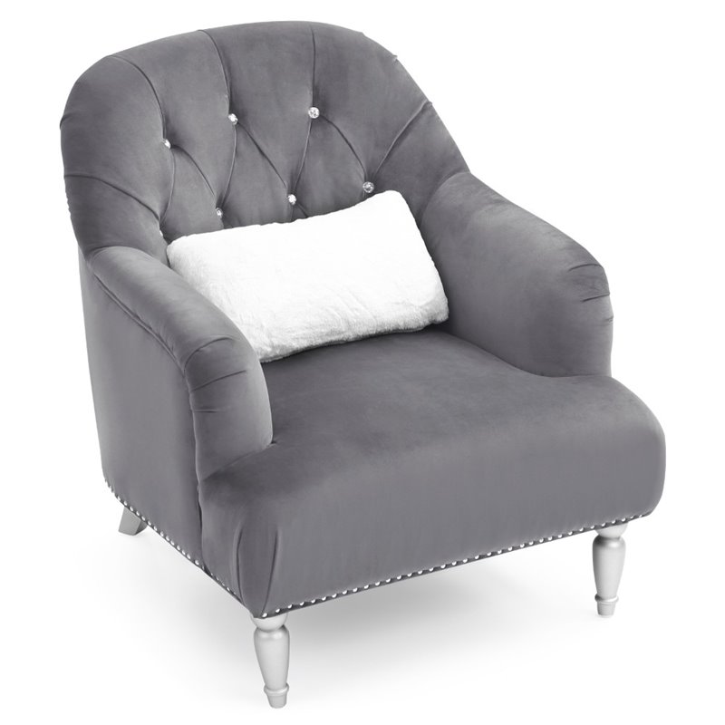 Home Square 3-Piece Set with Velvet Chair Loveseat and Sofa in Gray