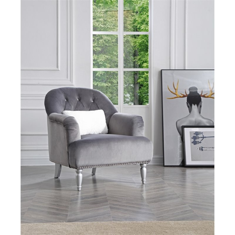 Home Square 2-Piece Set with Velvet Chair and Loveseat in Gray
