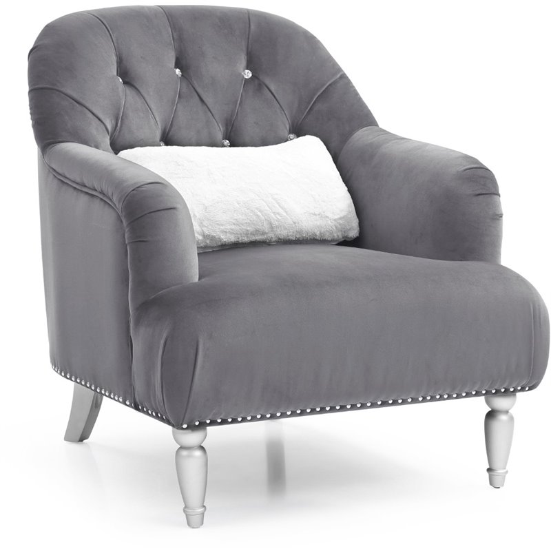 Home Square 2-Piece Furniture Set with Velvet Chair and Sofa in Gray