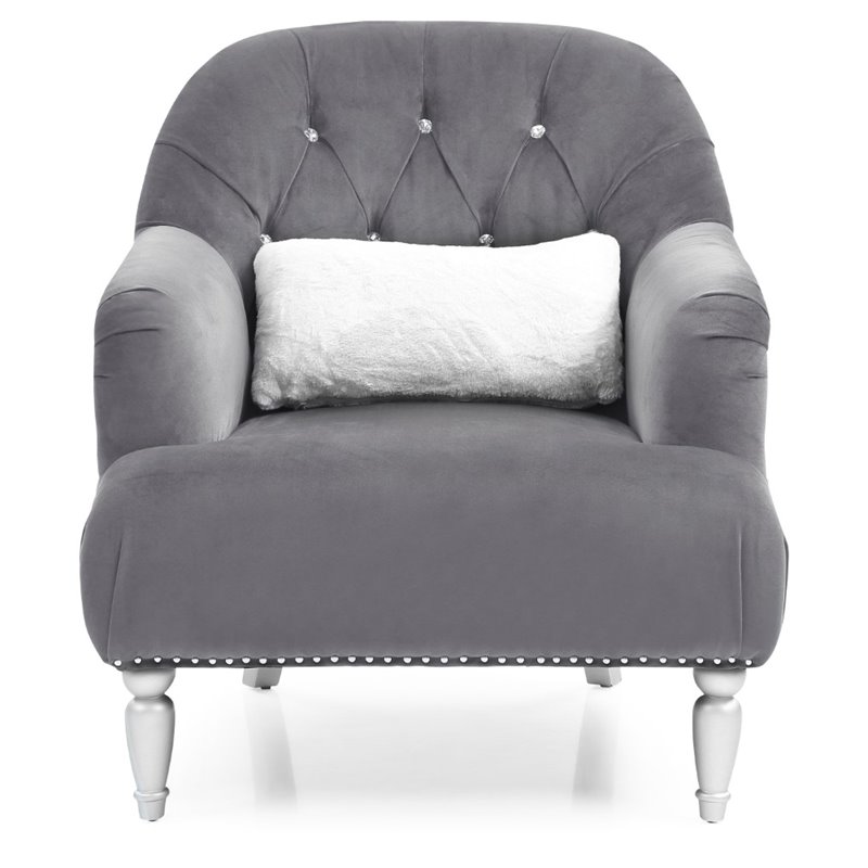 Home Square 2-Piece Furniture Set with Velvet Chair and Sofa in Gray