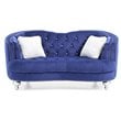Home Square 2-Piece Furniture Set with Velvet Loveseat and Sofa in Blue
