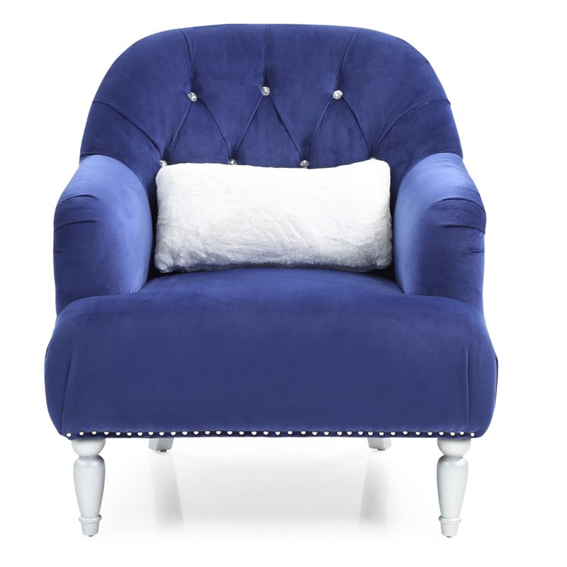Home Square 2-Piece Furniture Set with Velvet Chair and Sofa in Blue