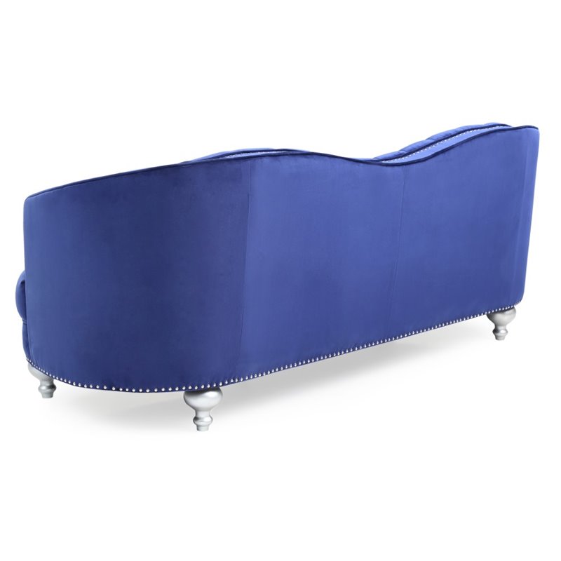Home Square 2-Piece Furniture Set with Velvet Chair and Sofa in Blue
