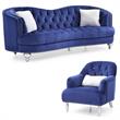 Home Square 2-Piece Furniture Set with Velvet Chair and Sofa in Blue