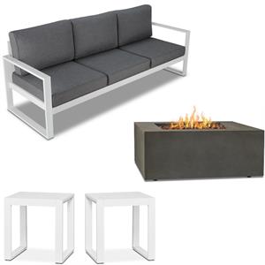 home square 4 piece garden patio set with fire table bench and 2 end tables