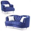 Home Square 2-Piece Furniture Set with Velvet Chair and Loveseat in Blue