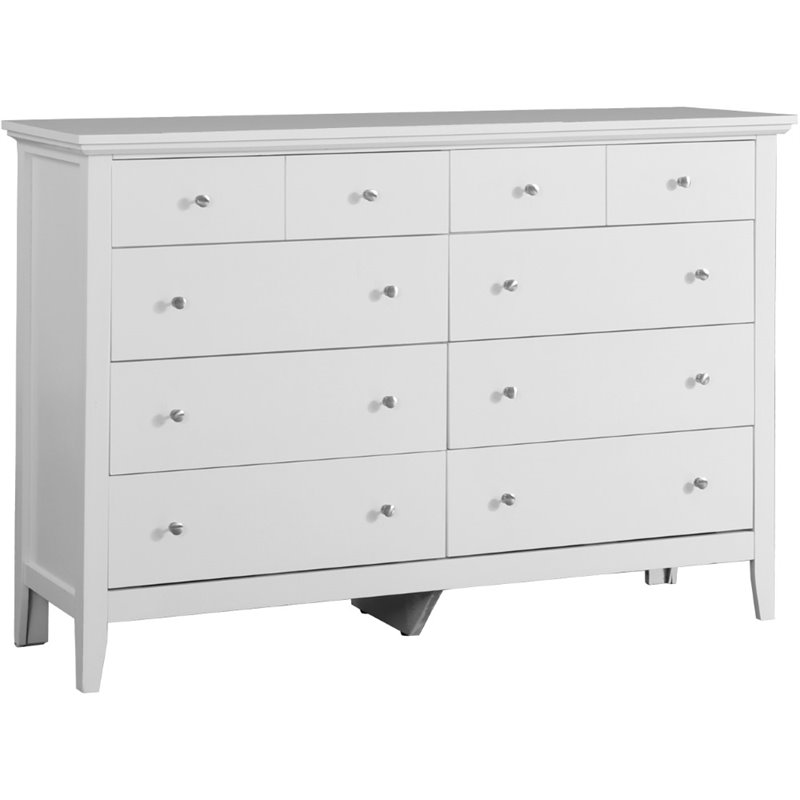 Home Square 2-Piece Set with 8-Drawer Dresser and 3-Drawer Nightstand in White