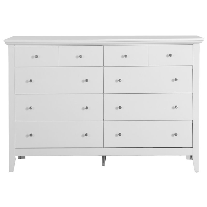 Home Square 2-Piece Set with 8-Drawer Dresser and 3-Drawer Nightstand in White
