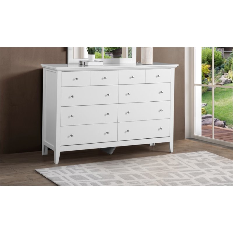 Home Square 2-Piece Set with 8-Drawer Dresser and 3-Drawer Nightstand in White