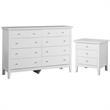 Home Square 2-Piece Set with 8-Drawer Dresser and 3-Drawer Nightstand in White