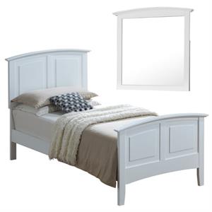 Home Square 2-Piece Set with Twin Panel Bed and Mirror in White