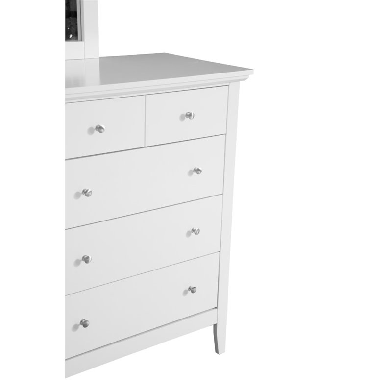 Home Square 2-Piece Set with Twin Panel Bed and 8-Drawer Dresser in White