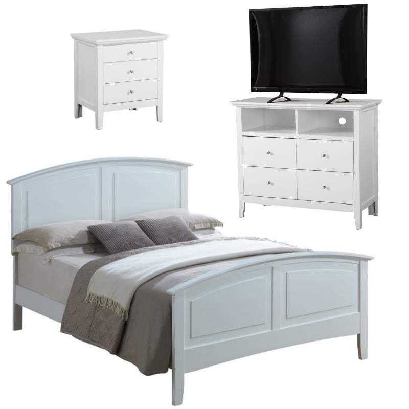 Home Square 3-Piece Set with Queen Panel Bed 4-Drawer TV Stand and Nightstand