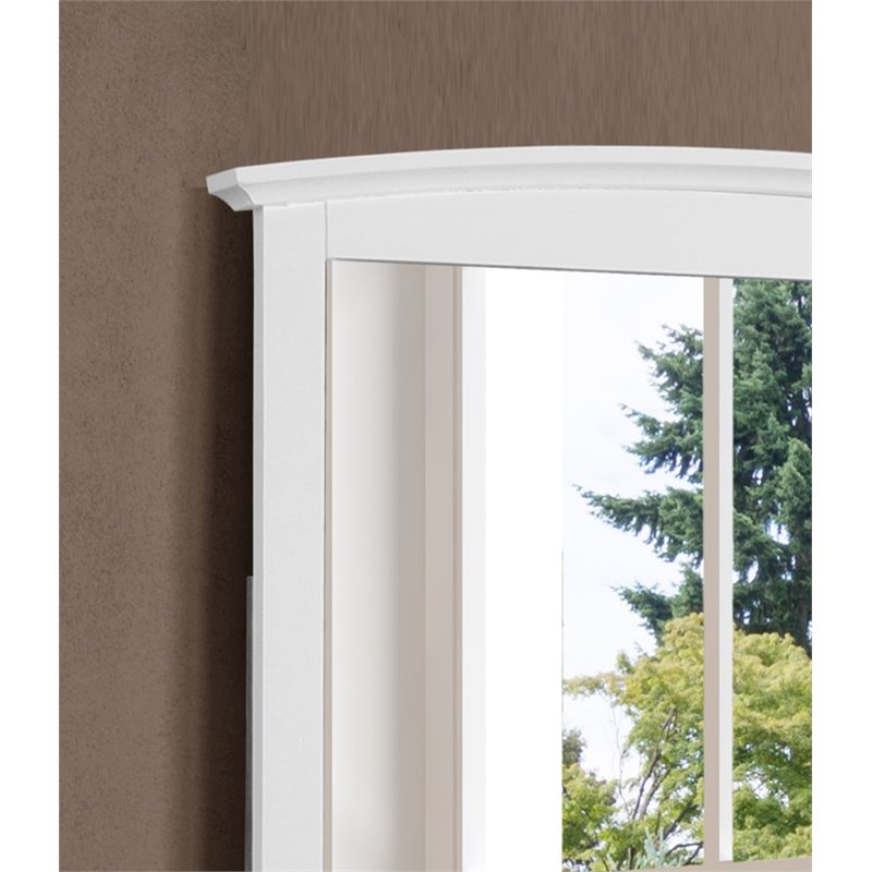 Home Square 3-Piece Set with Queen Panel Bed 4-Drawer TV Stand & Mirror in White