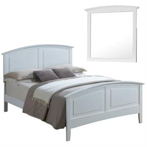 Home Square 2-Piece Set with Queen Panel Bed and Mirror in White