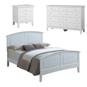 Home Square 3-Piece Set with Queen Panel Bed Dresser and Nightstand in White