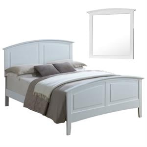 Home Square 2-Piece Set with Full Panel Bed and Mirror in White