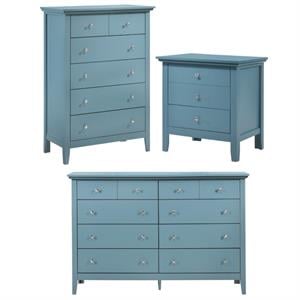 Home Square 3-Piece Set with 8-Drawer Dresser 5-Drawer Chest & Nightstand