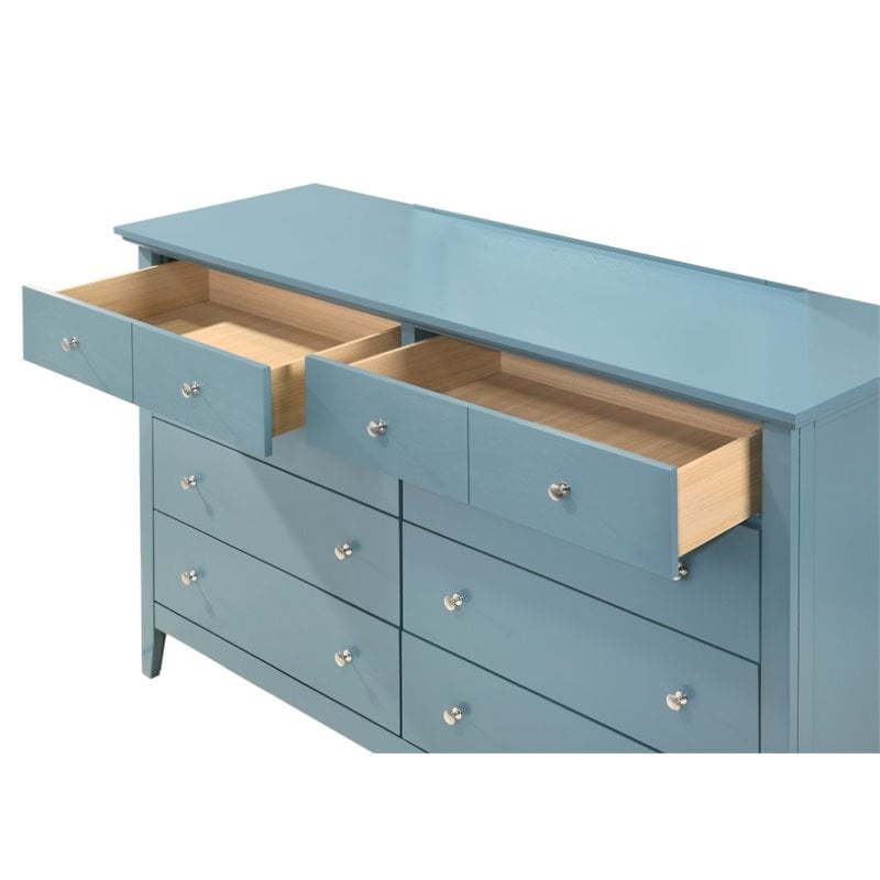 Home Square 2-Piece Set with 8-Drawer Dresser and 5-Drawer Chest in Teal