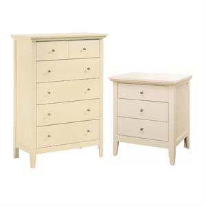 home square 2-piece set with 5-drawer chest and 3-drawer nightstand in beige