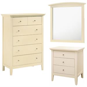 home square 3-piece set with 5-drawer chest mirror 3-drawer nightstand in beige