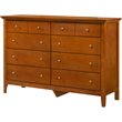 Home Square 3-Piece Set with 3-Drawer Nightstand Mirror 8-Drawer Dresser in Oak