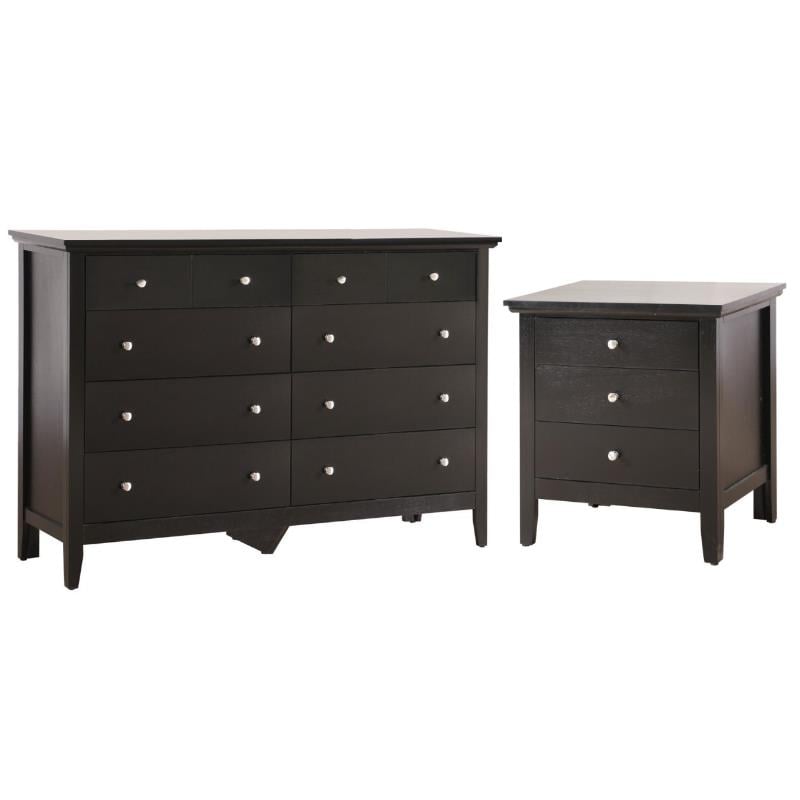 Home Square 2-Piece Set with 8-Drawer Dresser and 3-Drawer Nightstand in Black