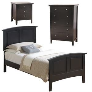 Home Square 3-Piece Set with Twin Bed 5-Drawer Chest and 3-Drawer Nightstand