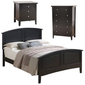 Home Square 3-Piece Set with Queen Bed 5-Drawer Chest and 3-Drawer Nightstand