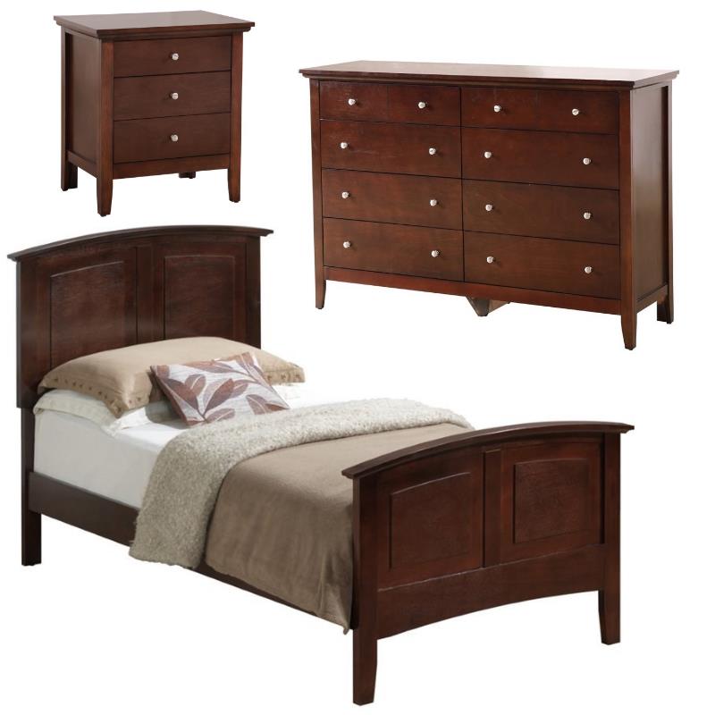 Home Square 3-Piece Set with Twin Bed 8-Drawer Dresser & 3-Drawer Nightstand