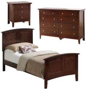 Home Square 3-Piece Set with Twin Bed 8-Drawer Dresser & 3-Drawer Nightstand