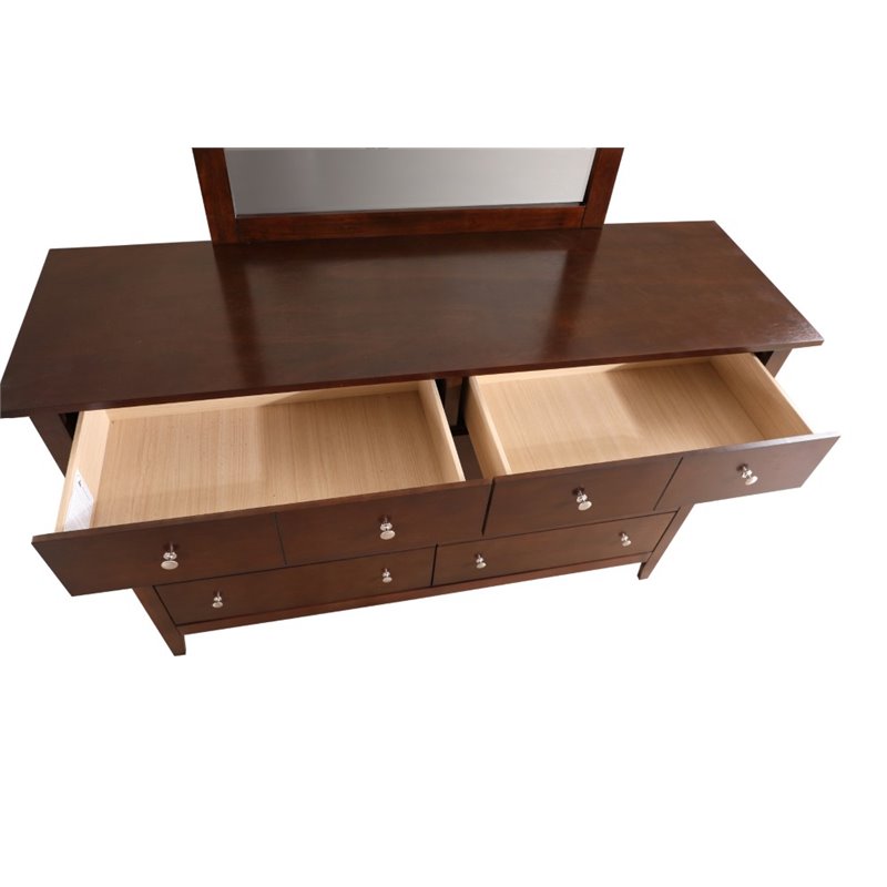 Home Square 2-Piece Set with Twin Panel Bed & 8-Drawer Dresser in Cappuccino