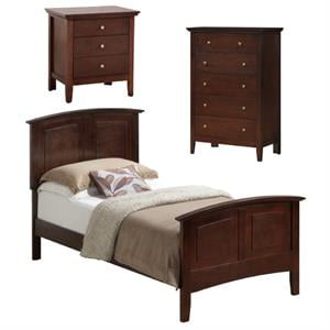 Home Square 3-Piece Set with Twin Bed 5-Drawer Chest & 3-Drawer Nightstand