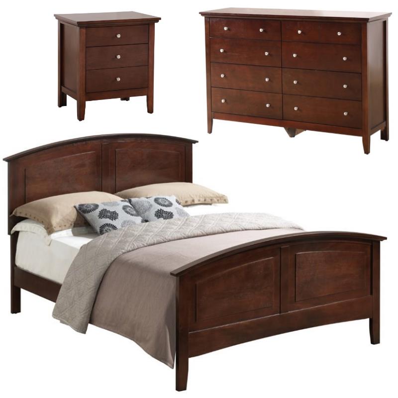 Home Square 3-Piece Set with Queen Bed 8-Drawer Dresser & 3-Drawer Nightstand