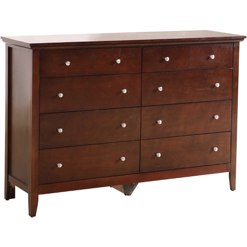 Home Square 2-Piece Set with Queen Panel Bed & 8-Drawer Dresser in Cappuccino