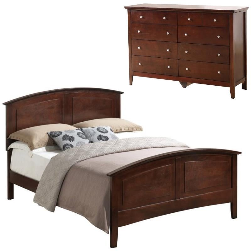 Home Square 2-Piece Set with Queen Panel Bed & 8-Drawer Dresser in Cappuccino