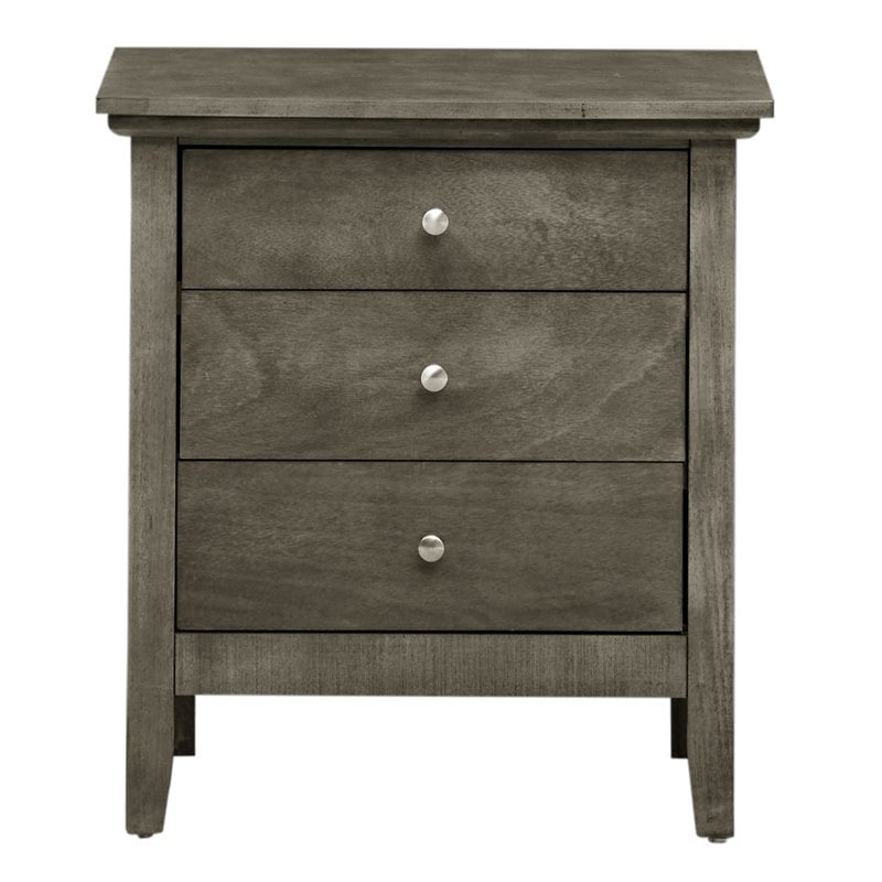 Home Square 2-Piece Set with Queen Panel Bed and 3-Drawer Nightstand in Gray