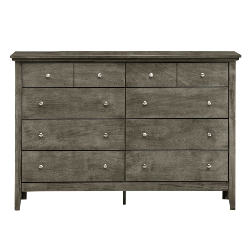 Home Square 2-Piece Set with King Panel Bed and 8-Drawer Dresser in Gray