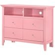Home Square 2-Piece Set with 4-Drawer TV Stand and 3-Drawer Nightstand in Pink