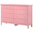 Home Square 2-Piece Set with 8-Drawer Dresser and 4-Drawer TV Stand in Pink