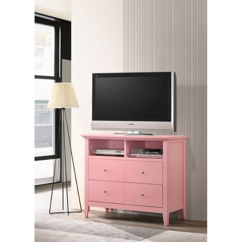 Home Square 2-Piece Set with 8-Drawer Dresser and 4-Drawer TV Stand in Pink