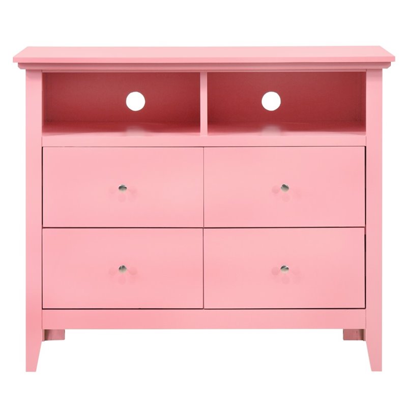 Home Square 2-Piece Set with 8-Drawer Dresser and 4-Drawer TV Stand in Pink