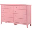 Home Square 2-Piece Set with 8-Drawer Dresser and Mirror in Pink