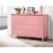 Home Square 2-Piece Set with 8-Drawer Dresser and Mirror in Pink