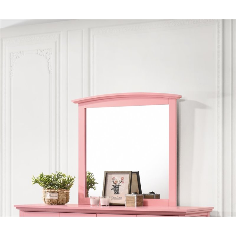 Home Square 2-Piece Set with 8-Drawer Dresser and Mirror in Pink